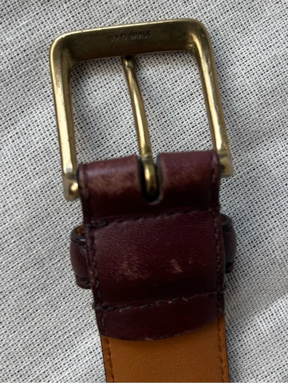 Polo Ralph Lauren Men's Brown Leather Belt Size 42 Solid Brass Buckle 1”